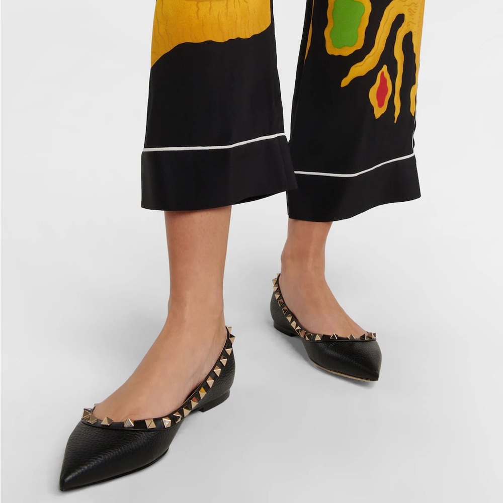 ✨Auth VALENTINO GARAVANI Rockstud Pebbled Leather Pointed Ballerina Flats 36.5 - Picture 16 of 16